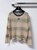Scallop Neck Striped Hollow Knit Top