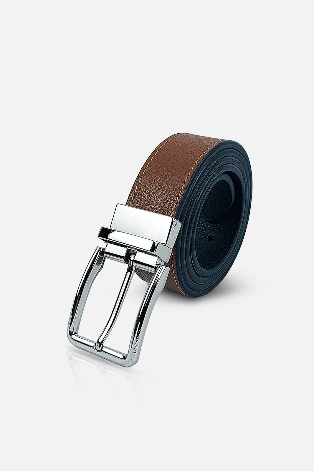 Black & Bright Brown Reversible Textured Leather Belt