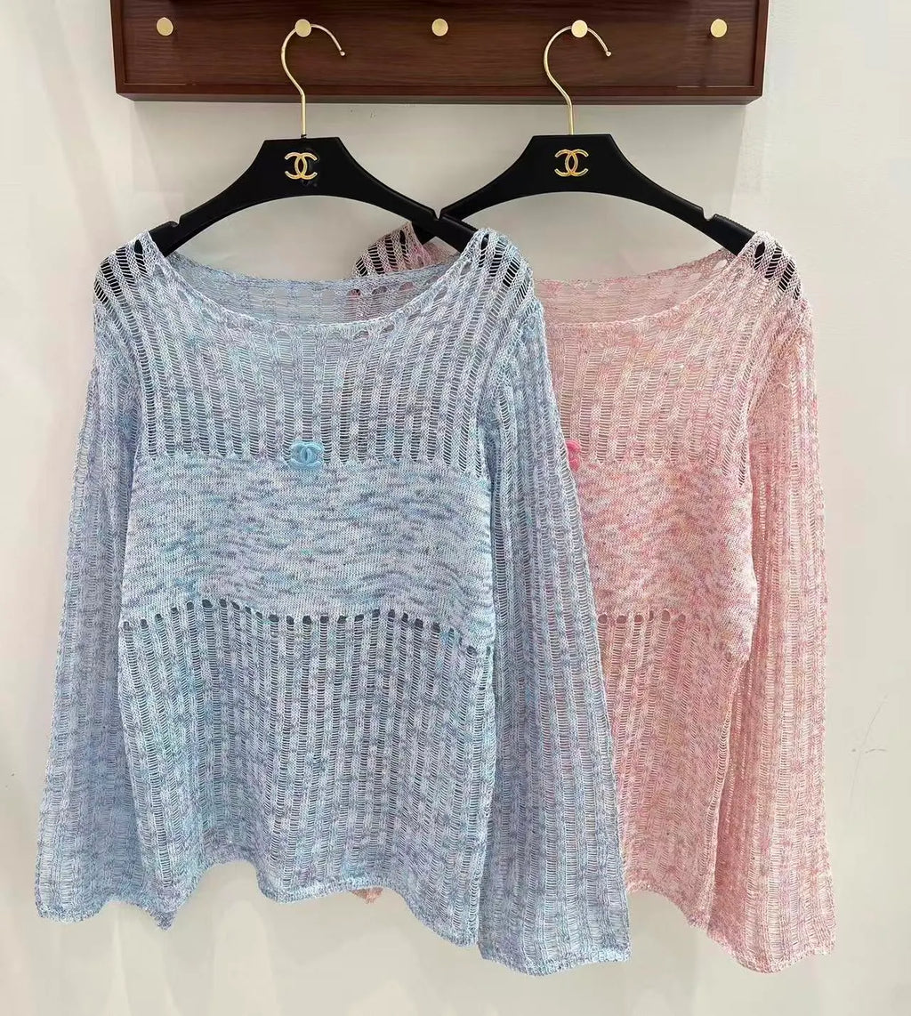 Vertical Mesh Knit Top