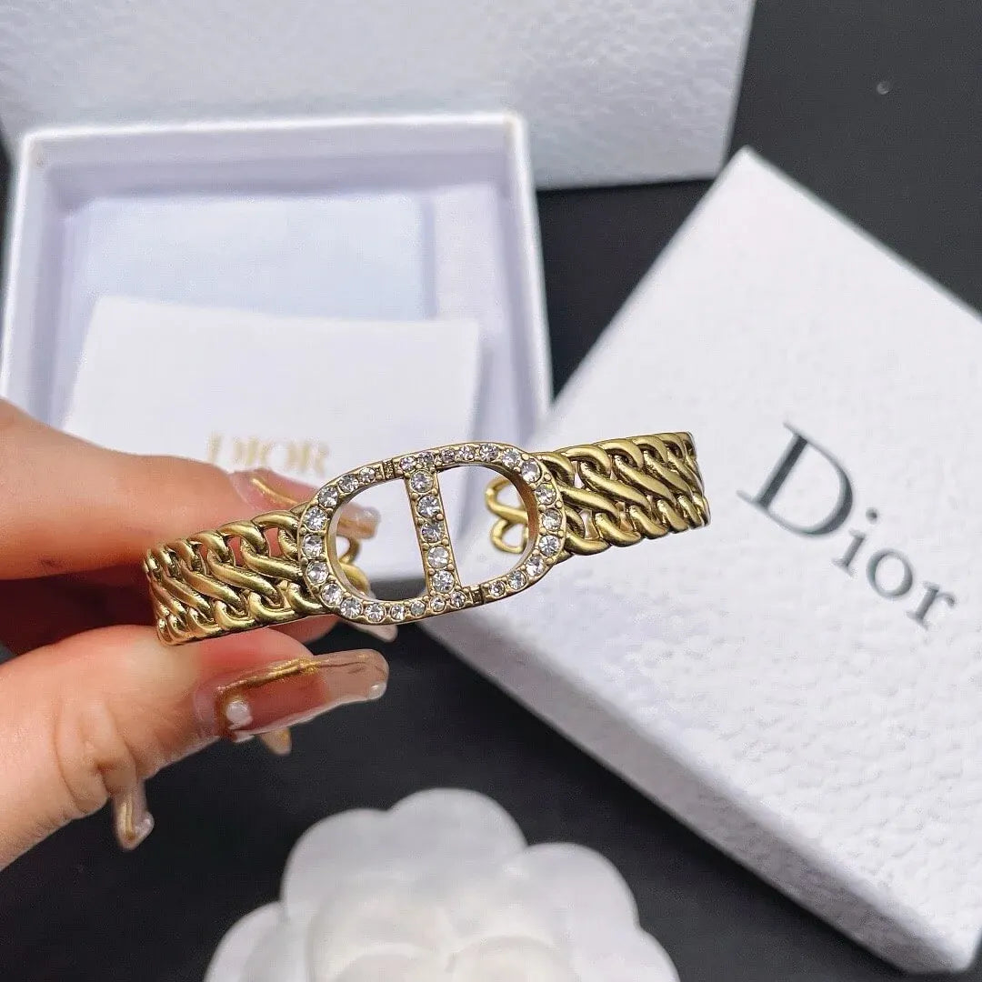 Diamond Design Open Bangle