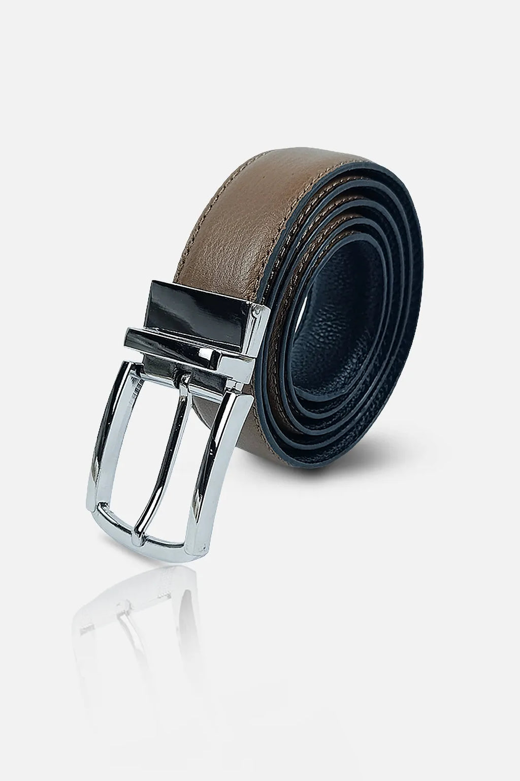 Tan Brown & Black Textured Reversable Belt