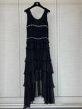 Rhinestone Ruched Tiered Dress
