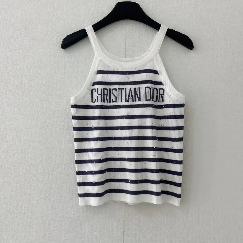 Rhinestone Stripe Detail Vest