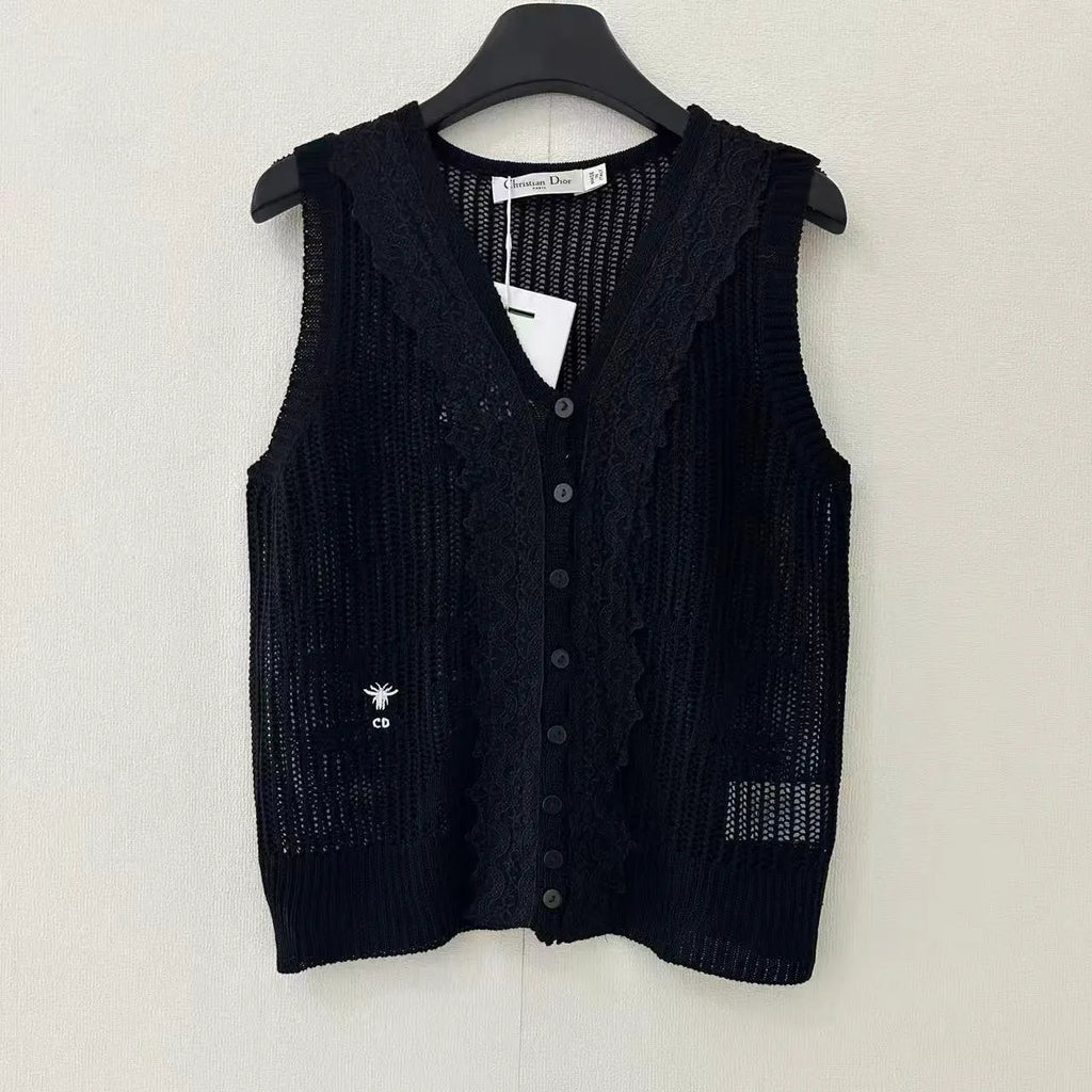 Openwork Lace Knit Vest