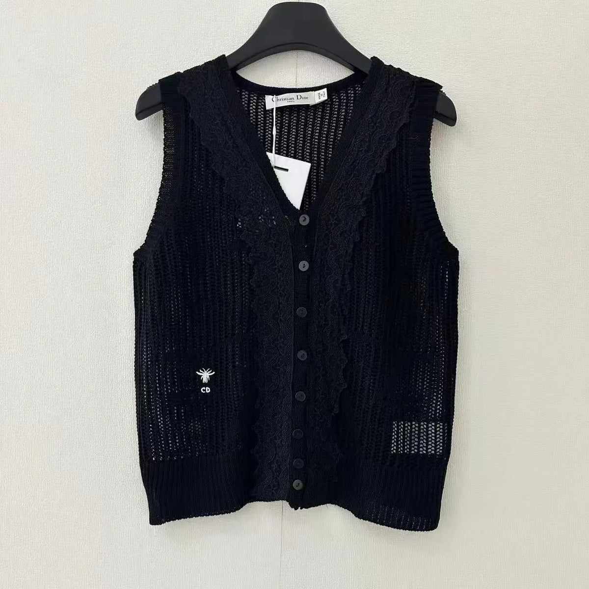 Openwork Lace Knit Vest