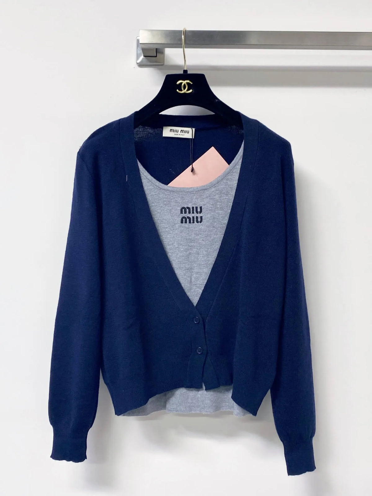 Preppy Fake Two-Piece Cardigan