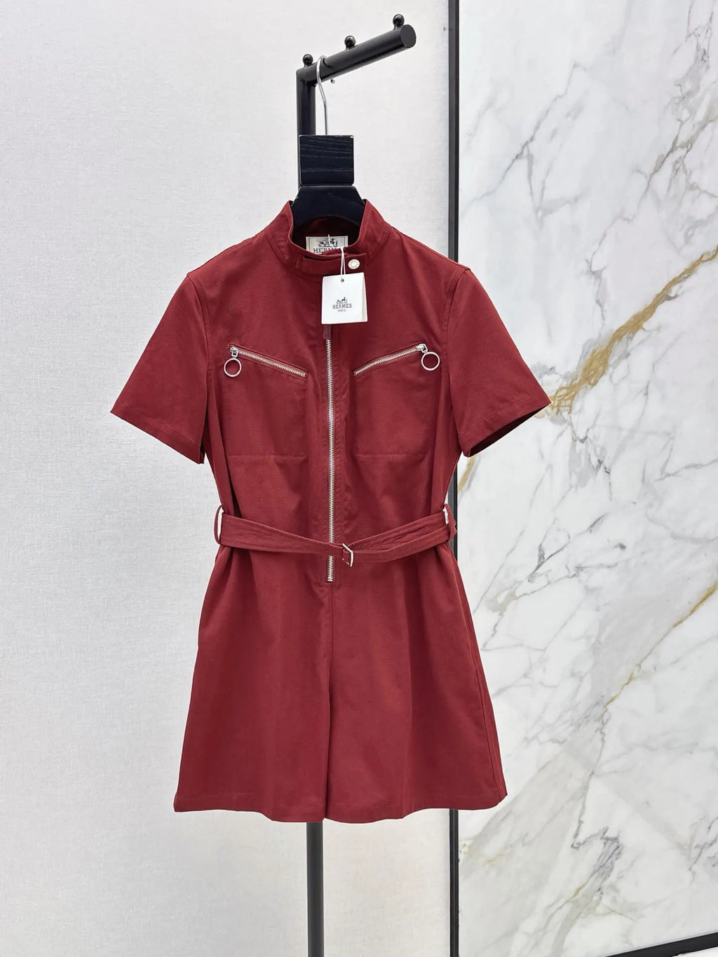 Belted Zipper Casual Jumpsuit