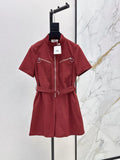 Belted Zipper Casual Jumpsuit