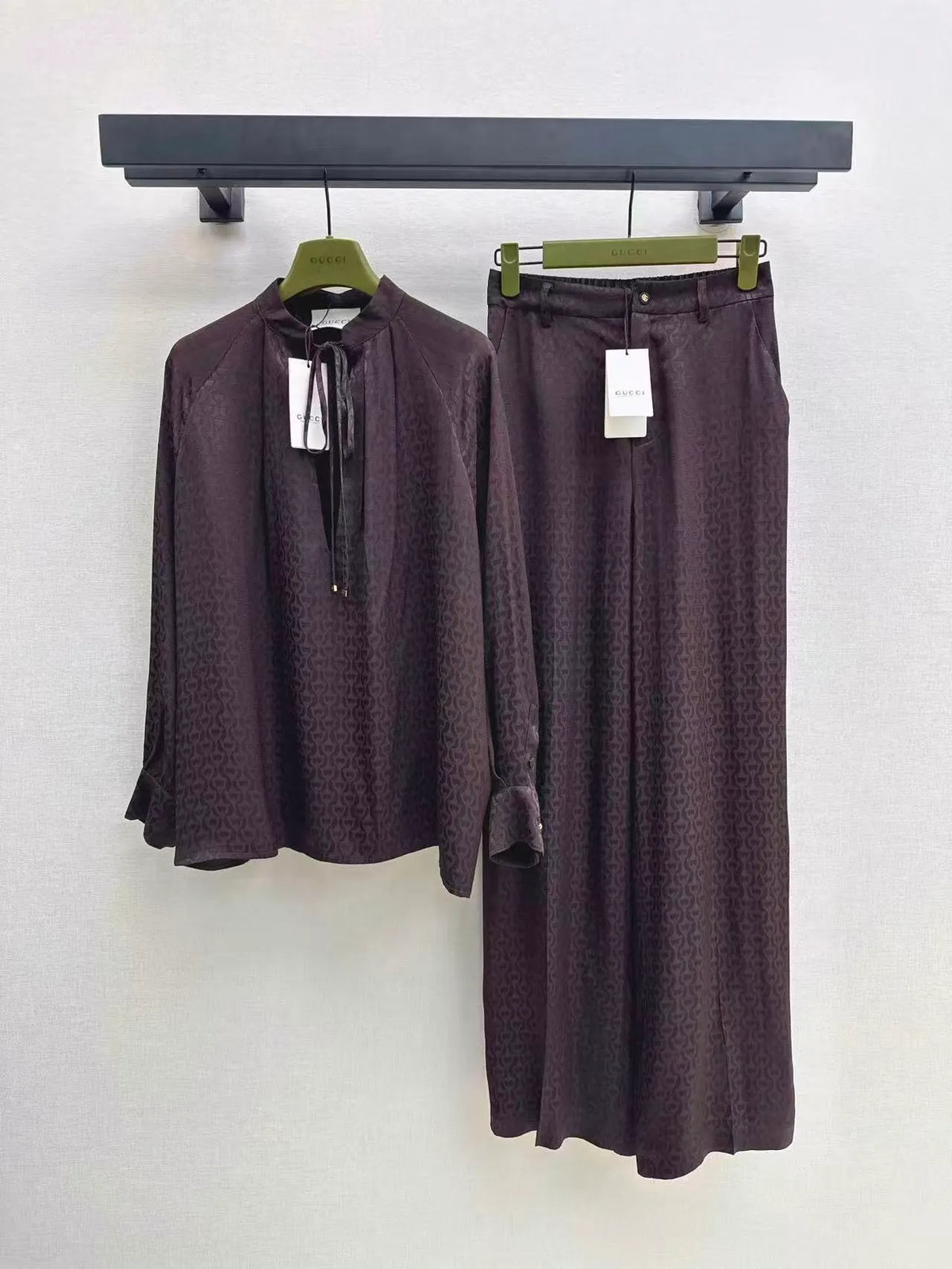 Retro Exclusive-Fabric Shirt and Palazzo Pants Set