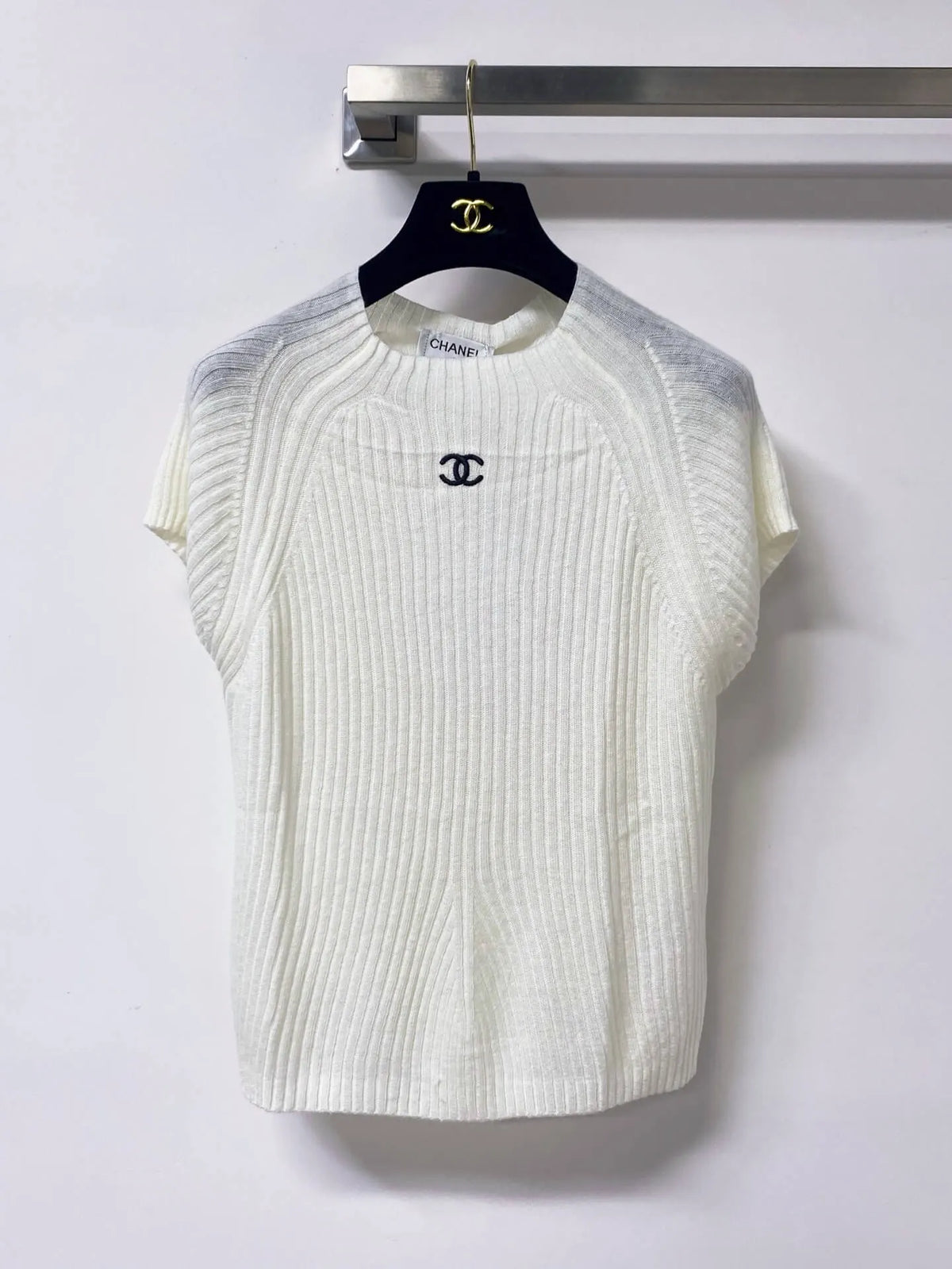 Rib Knit Cap Sleeve Crew Neck Top