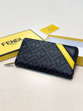 Black-Yellow Patterned Long Zip Wallet