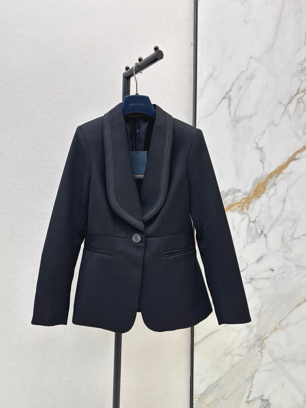 Trim Shawl Collar Fitted Suit Jacket