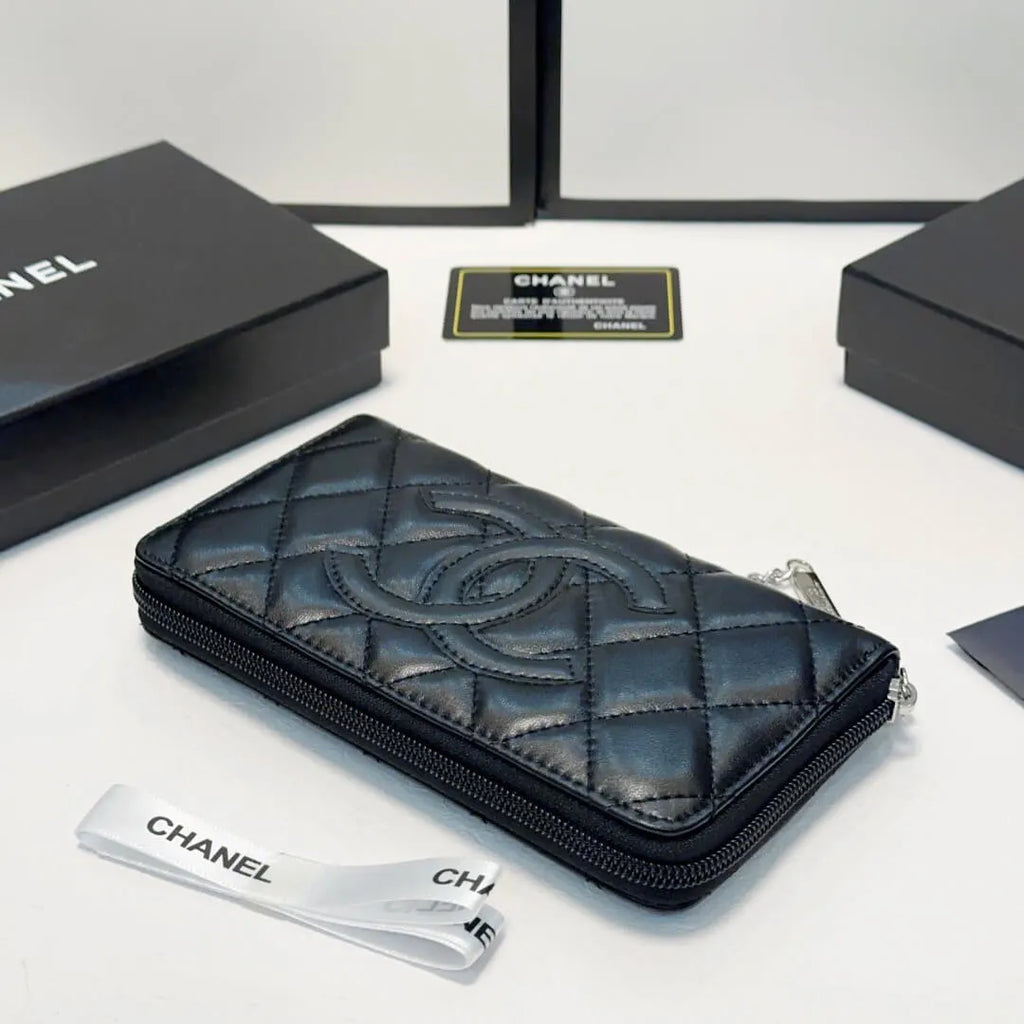 Stitched Zip Long Wallet