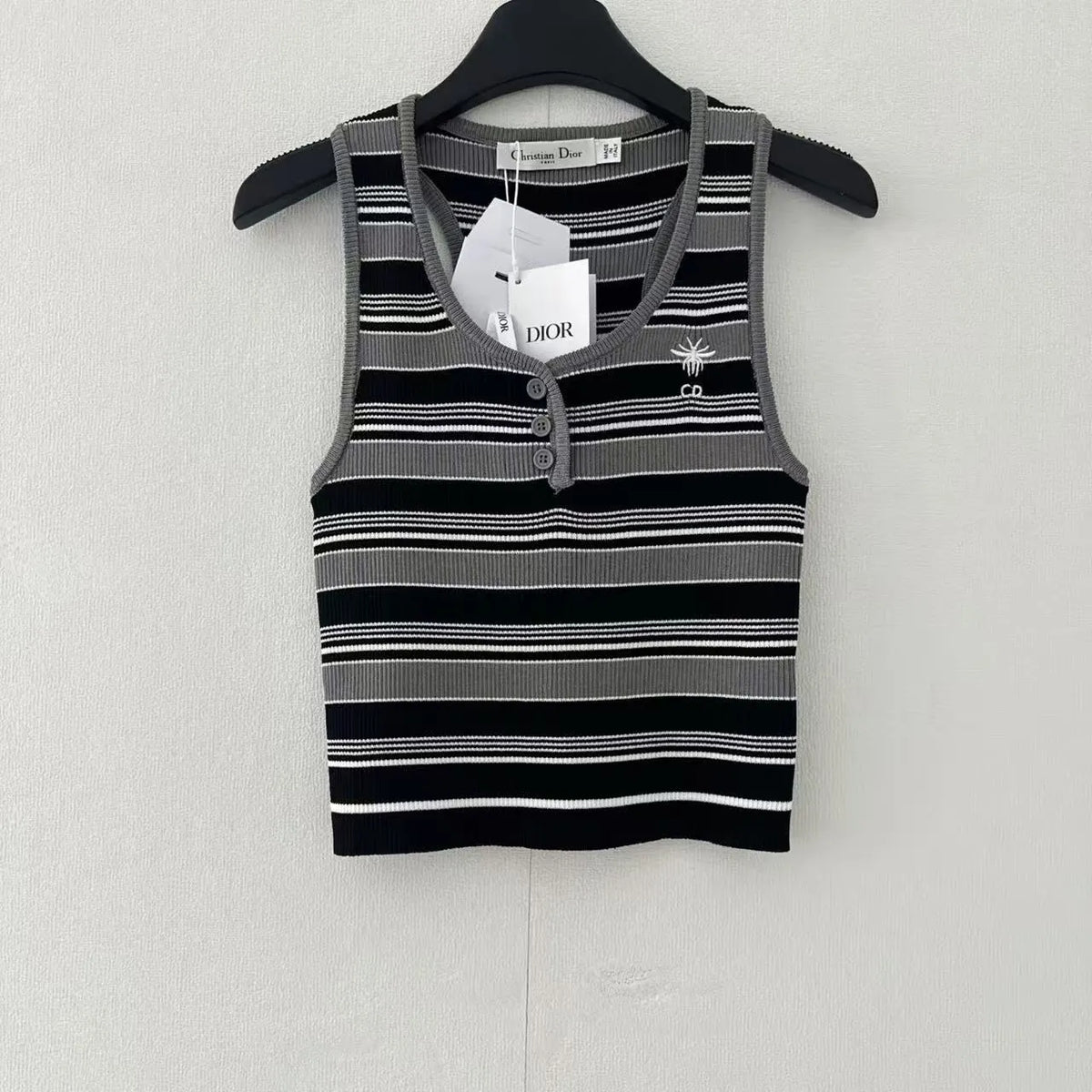 Striped Button Front Tank Top