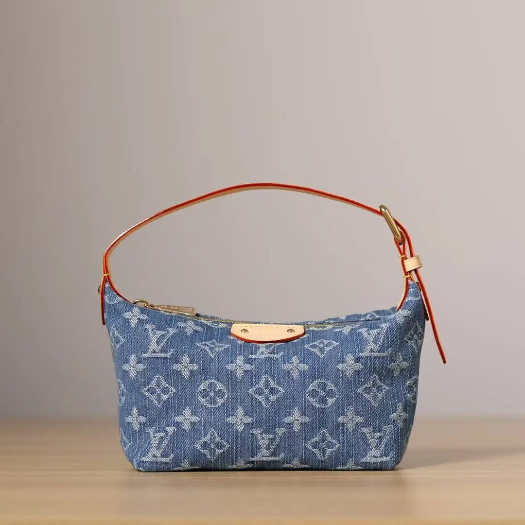 Chic Denim Print Clutch Shoulder Bag