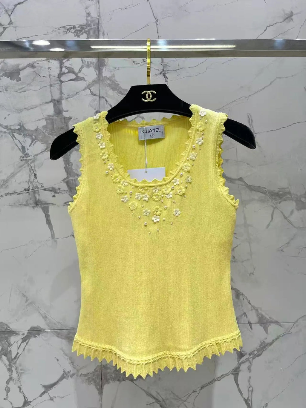 Embellished Floral Knit Vest
