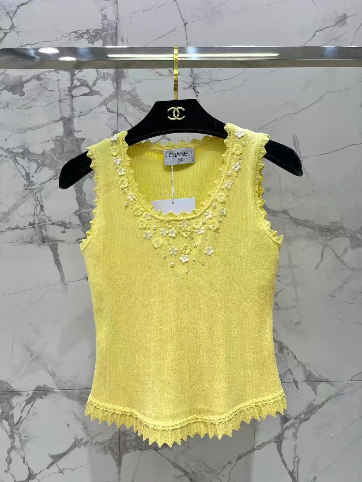 Embellished Floral Knit Vest