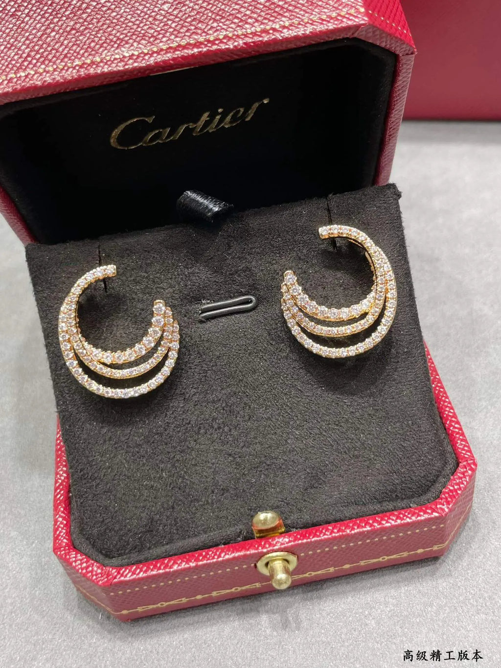 Triple-Pavé Hoop Studs