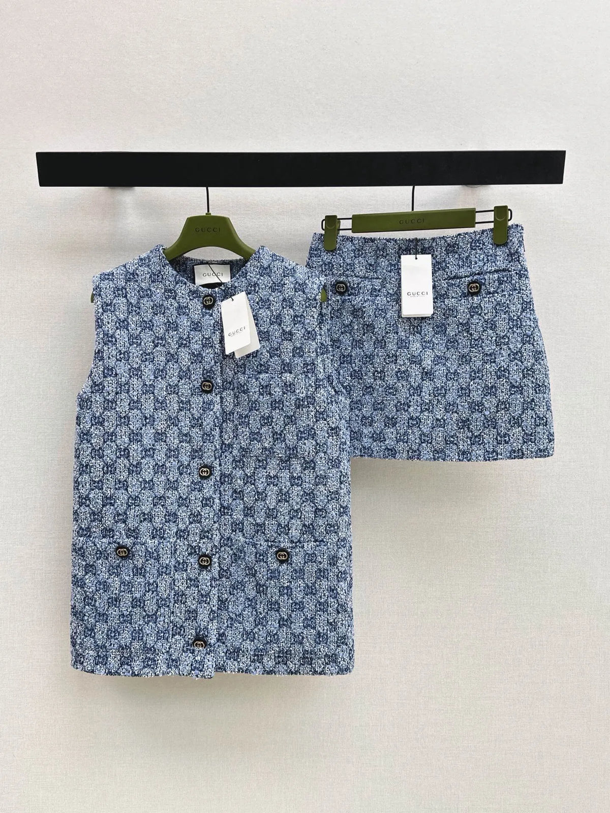 Button Detail Tweed Matching Set