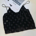 Velvet Cross Cut-Out Camisole Vest