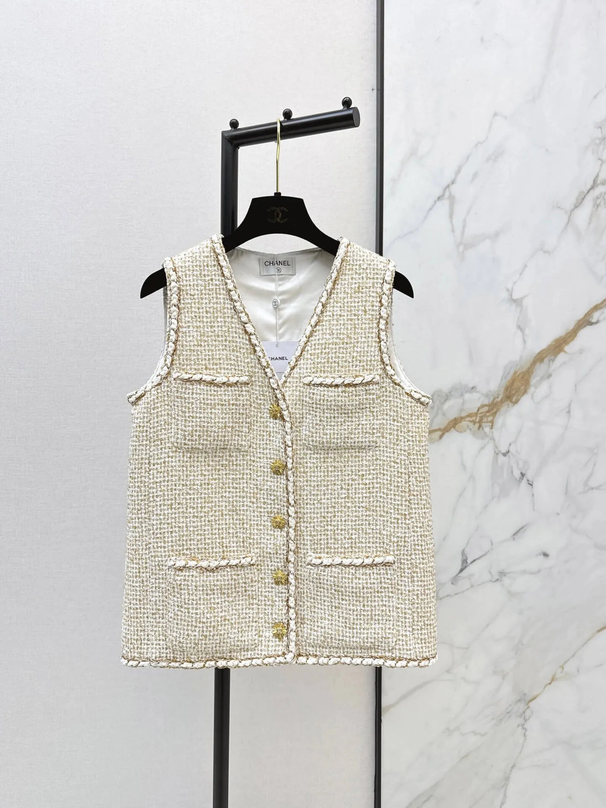 Apricot Textured Tweed Vest