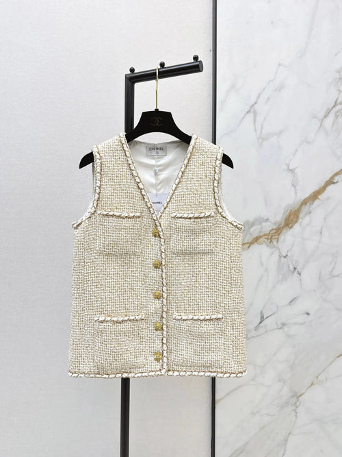 Apricot Textured Tweed Vest