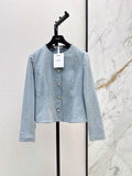 Commute Elegant Denim Jacket Skirt Set