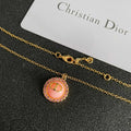 Classic Pink Disc Pendant Necklace