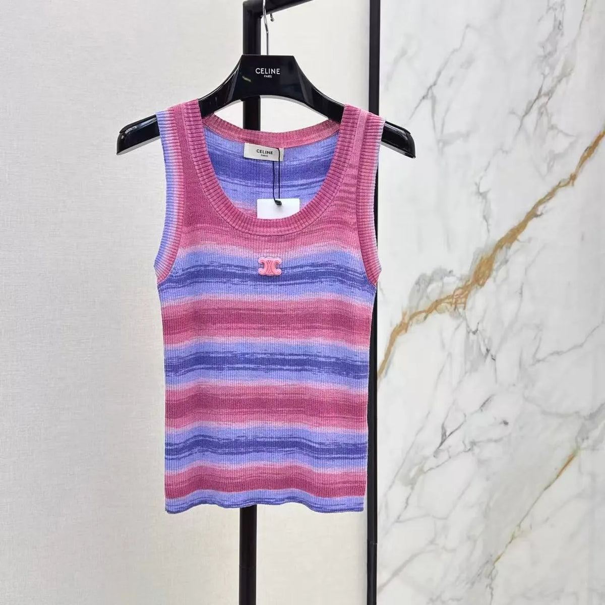 Lyocell Striped Knit Vest